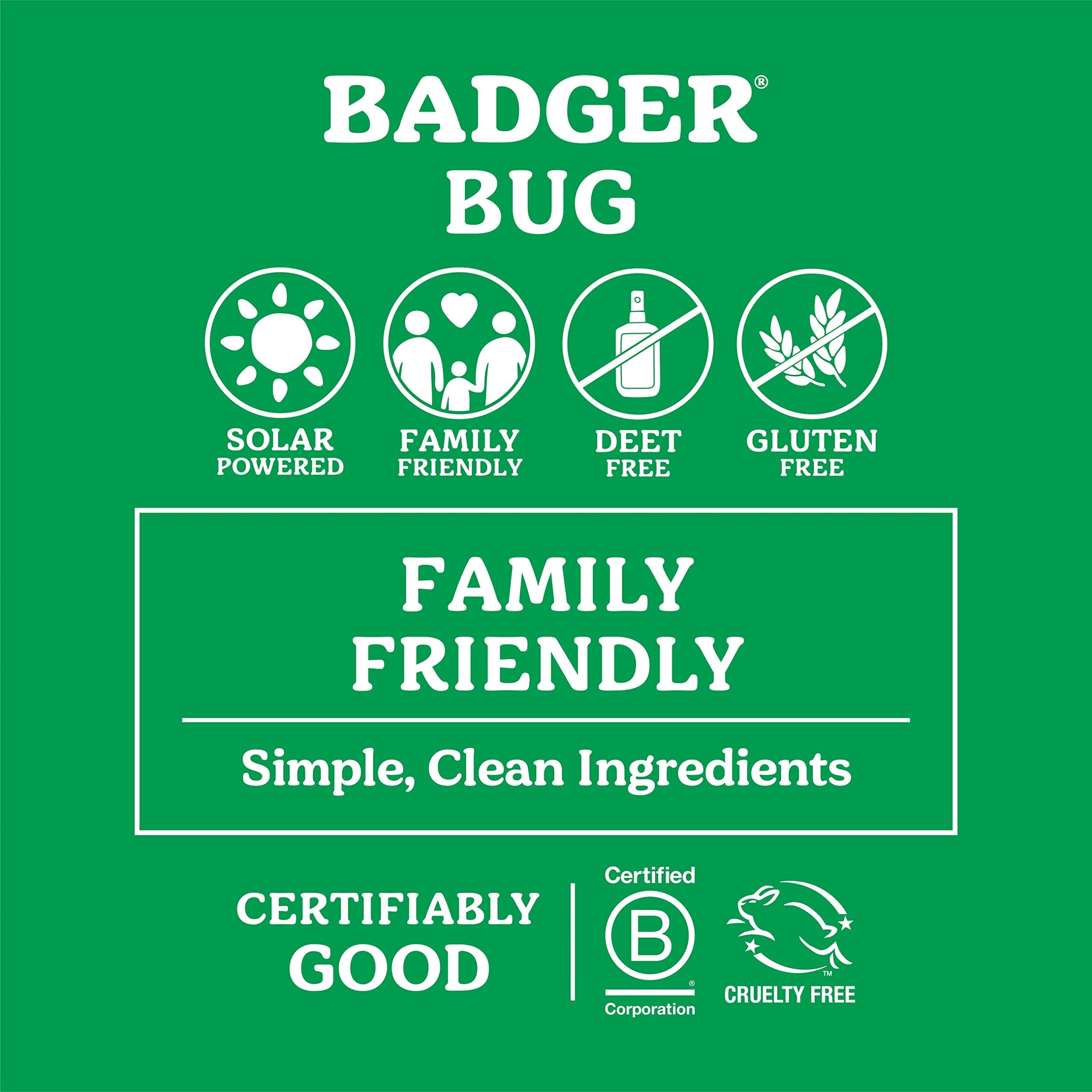 Badger Bug Spray, Organic Deet Free Mosquito Repellent with Citronella & Lemongrass,Natural Bug Spray for People,Family Friendly Bug Repellent,4 fl oz